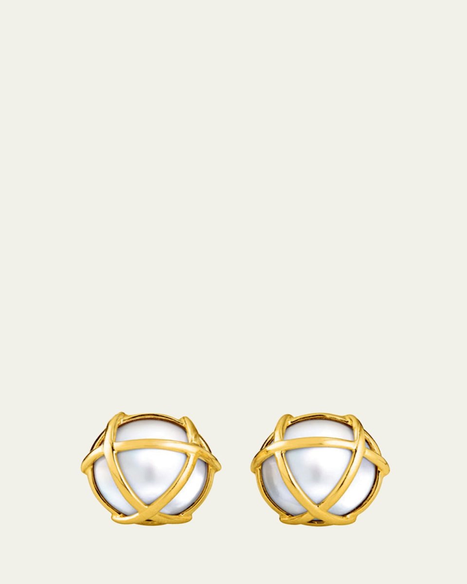 Caged 18K Yellow Gold Cultured Pearl Clip-On Earrings